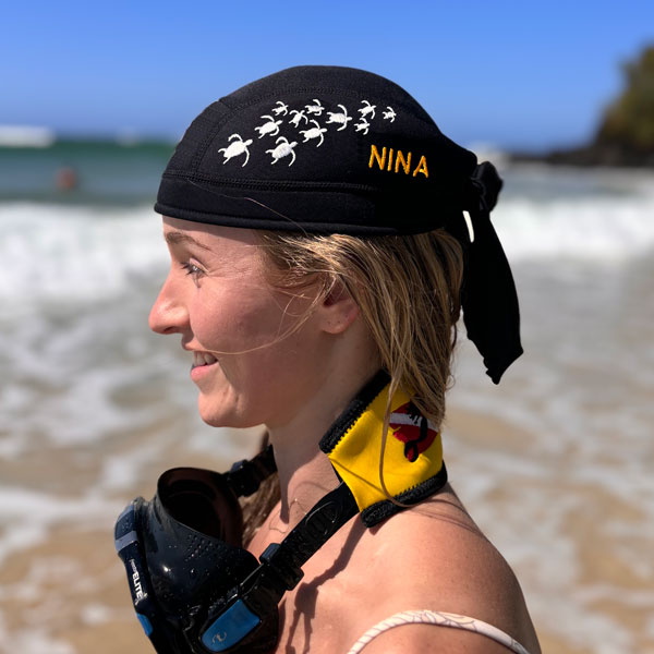 SCUBA hood with bunch of turtles