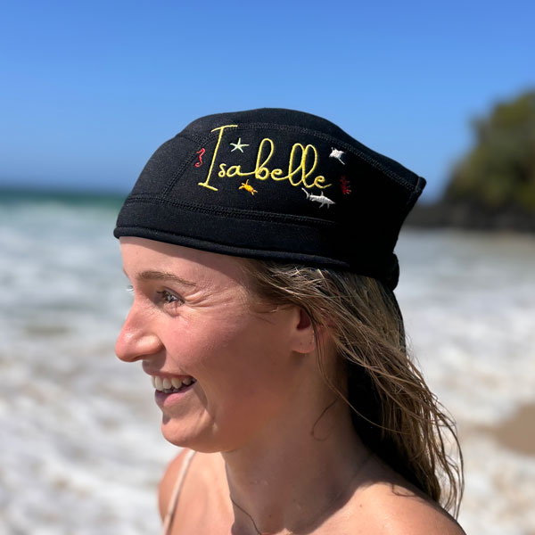 SCUBA hood with your name and sea animals