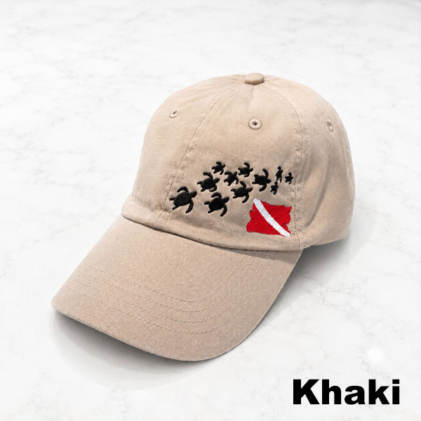 Dad cap with bunch of turtles and dive flag