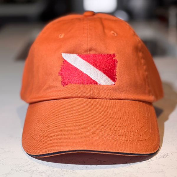 scuba dive cap with dive flag