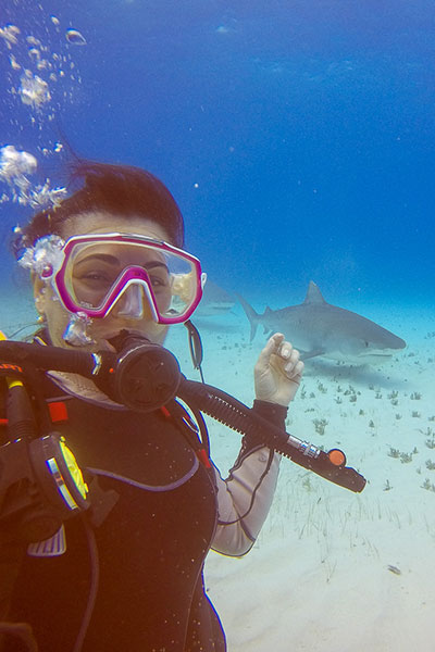 Isabelle and tiger shark