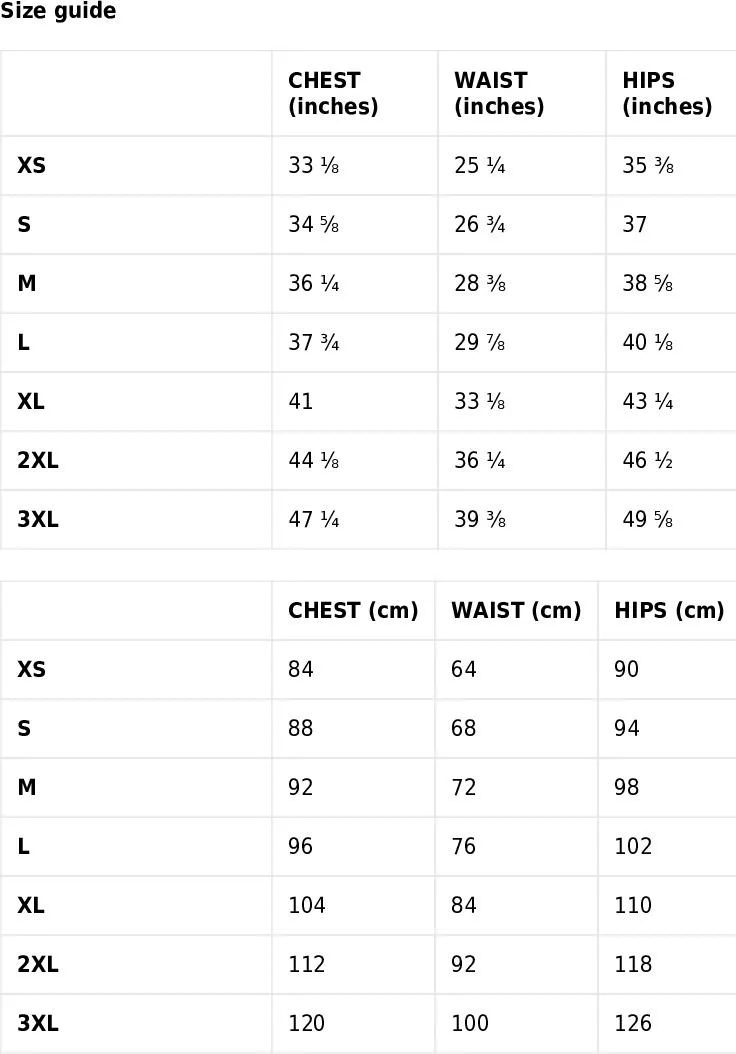 sizing chart