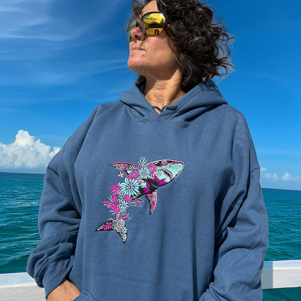 Floral Shark Embroidered Hoodie - Image 7
