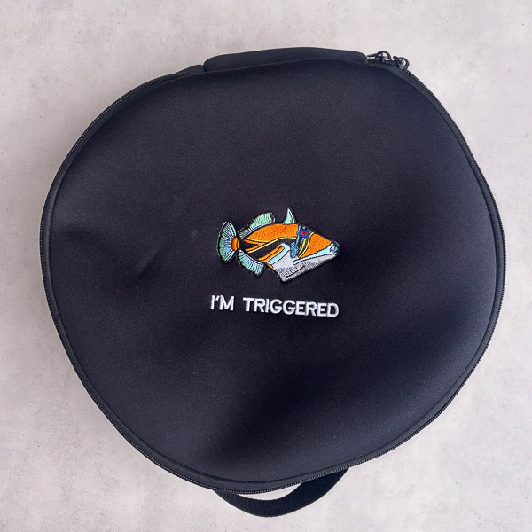 Neoprene SCUBA regulator bag featuring a trigger fish