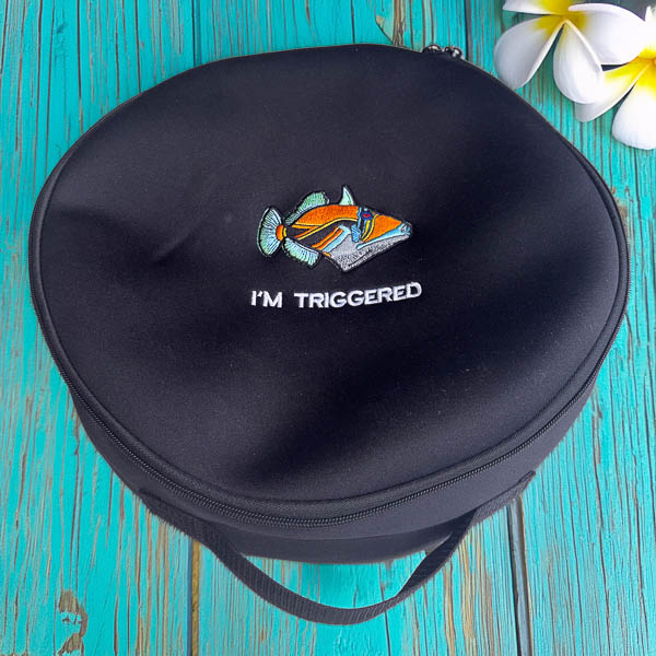 Neoprene SCUBA regulator bag featuring a trigger fish