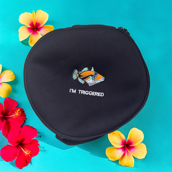 Neoprene SCUBA regulator bag featuring a trigger fish