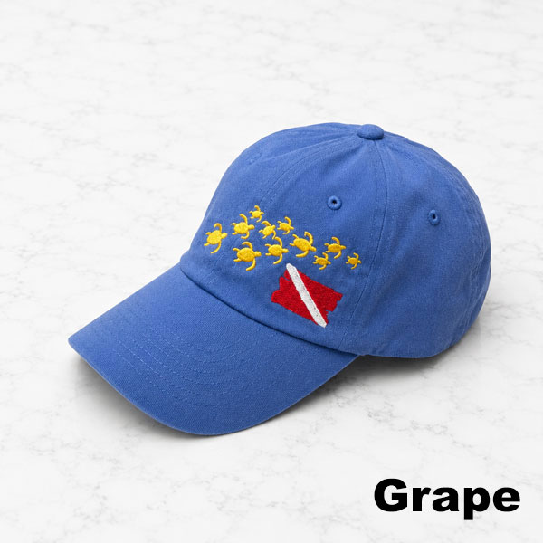 Dad cap with bunch of turtles and dive flag