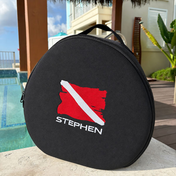 SCUBA regulator bag featuring a diver down flag